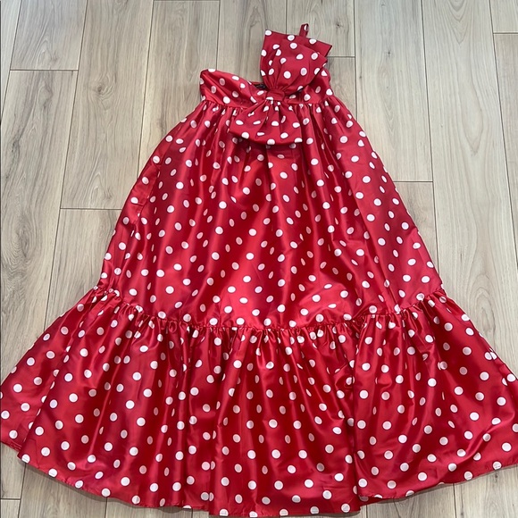 NWT Anthropologie Atsu Sally Red Polka Dot Bow Detail Maxi Dress